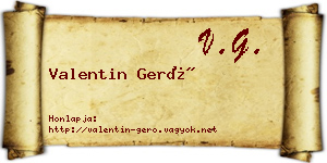 Valentin Gerő névjegykártya